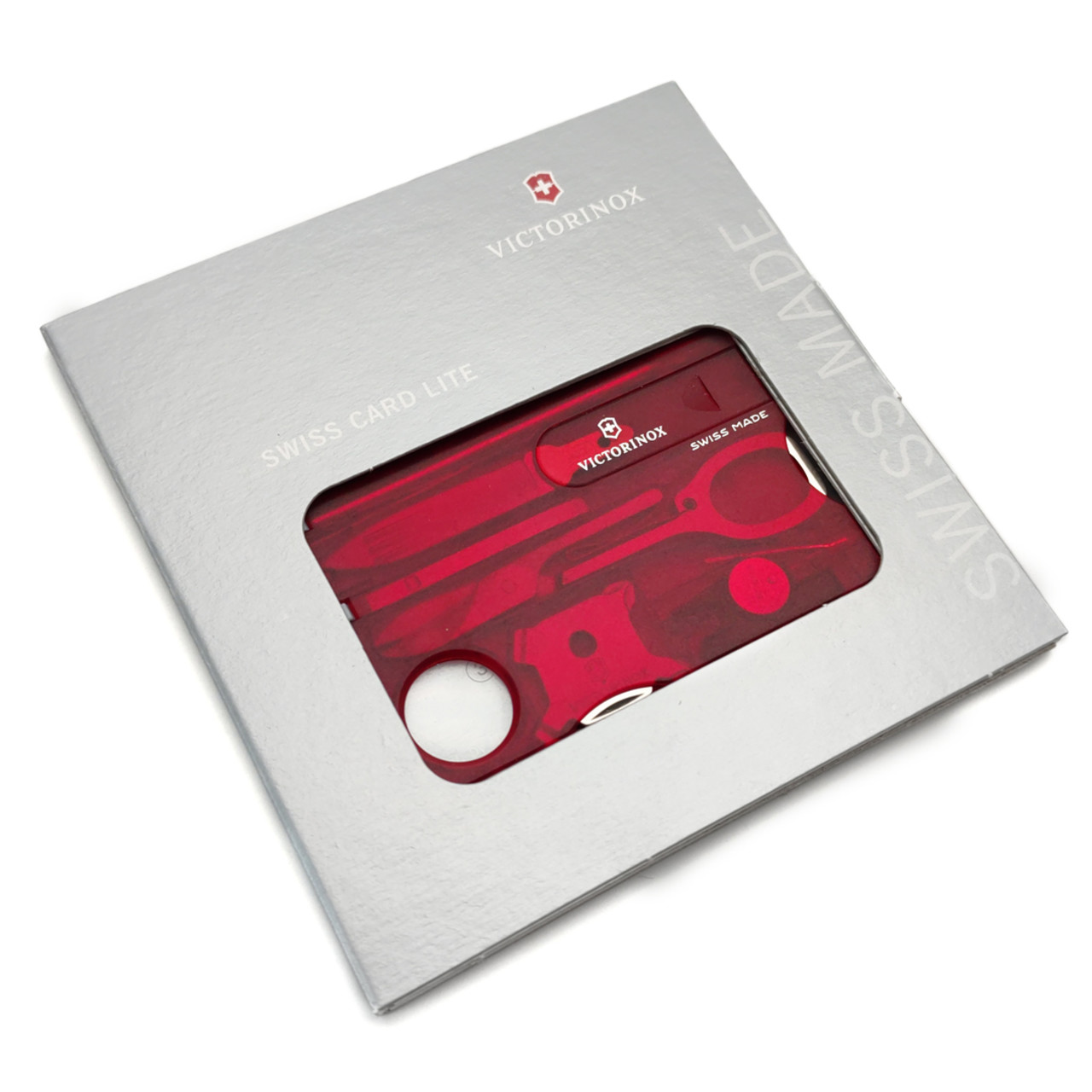 Швейцарская карта Victorinox 0.7300.T SwissCard Lite красный полупрозрачный, коробка подарочная