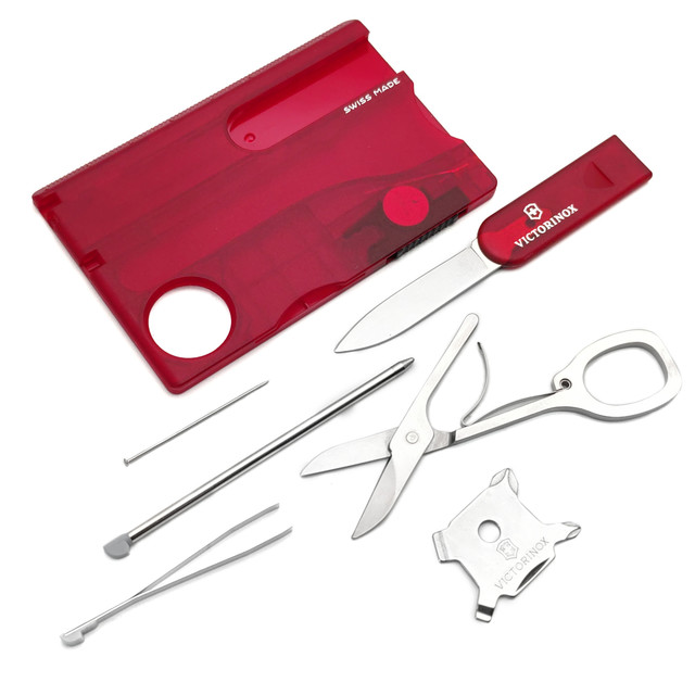 Швейцарская карта Victorinox 0.7300.T SwissCard Lite красный полупрозрачный, коробка подарочная