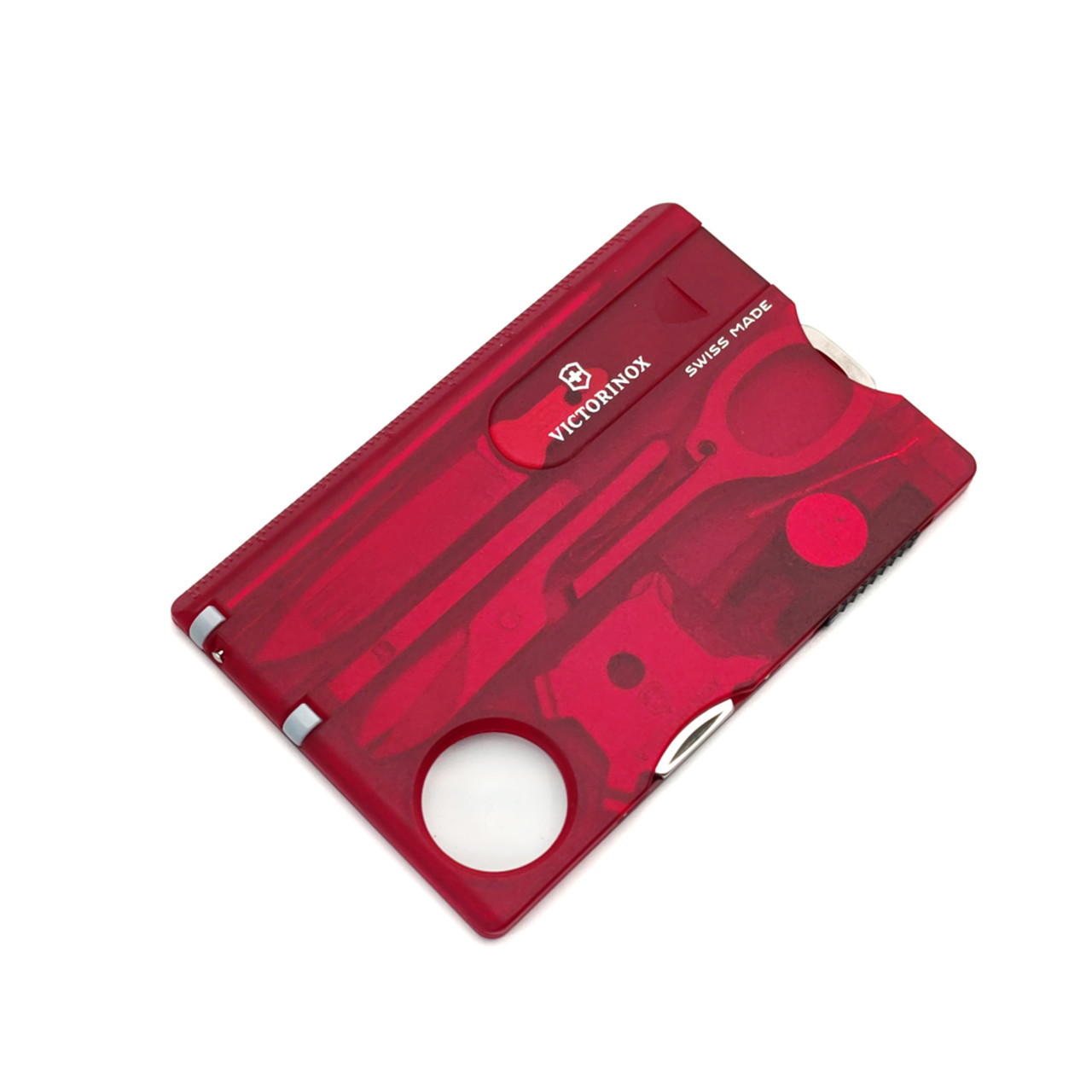 Швейцарская карта Victorinox 0.7300.T SwissCard Lite красный полупрозрачный, коробка подарочная