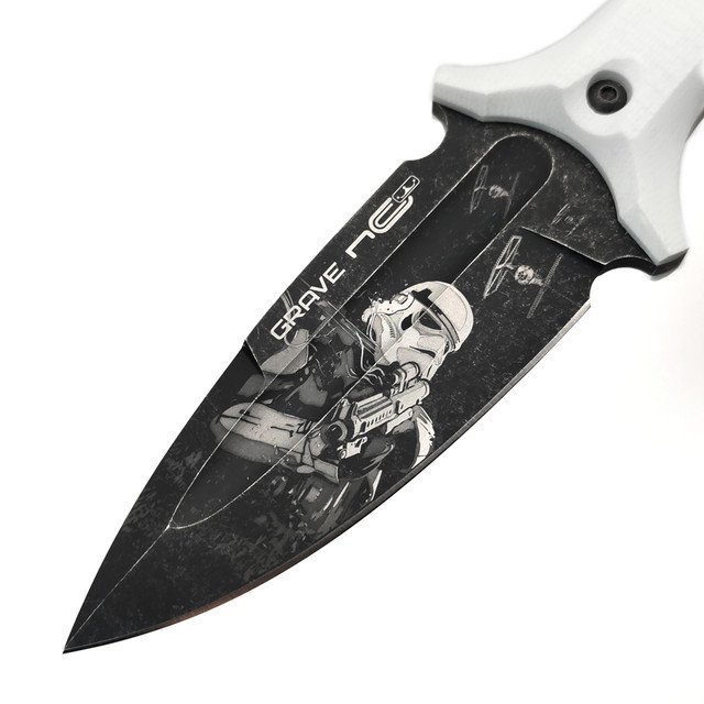 N.C.Custom нож Grave LE Stormtrooper сталь Aus-10 блэквош, рукоять G10 белый