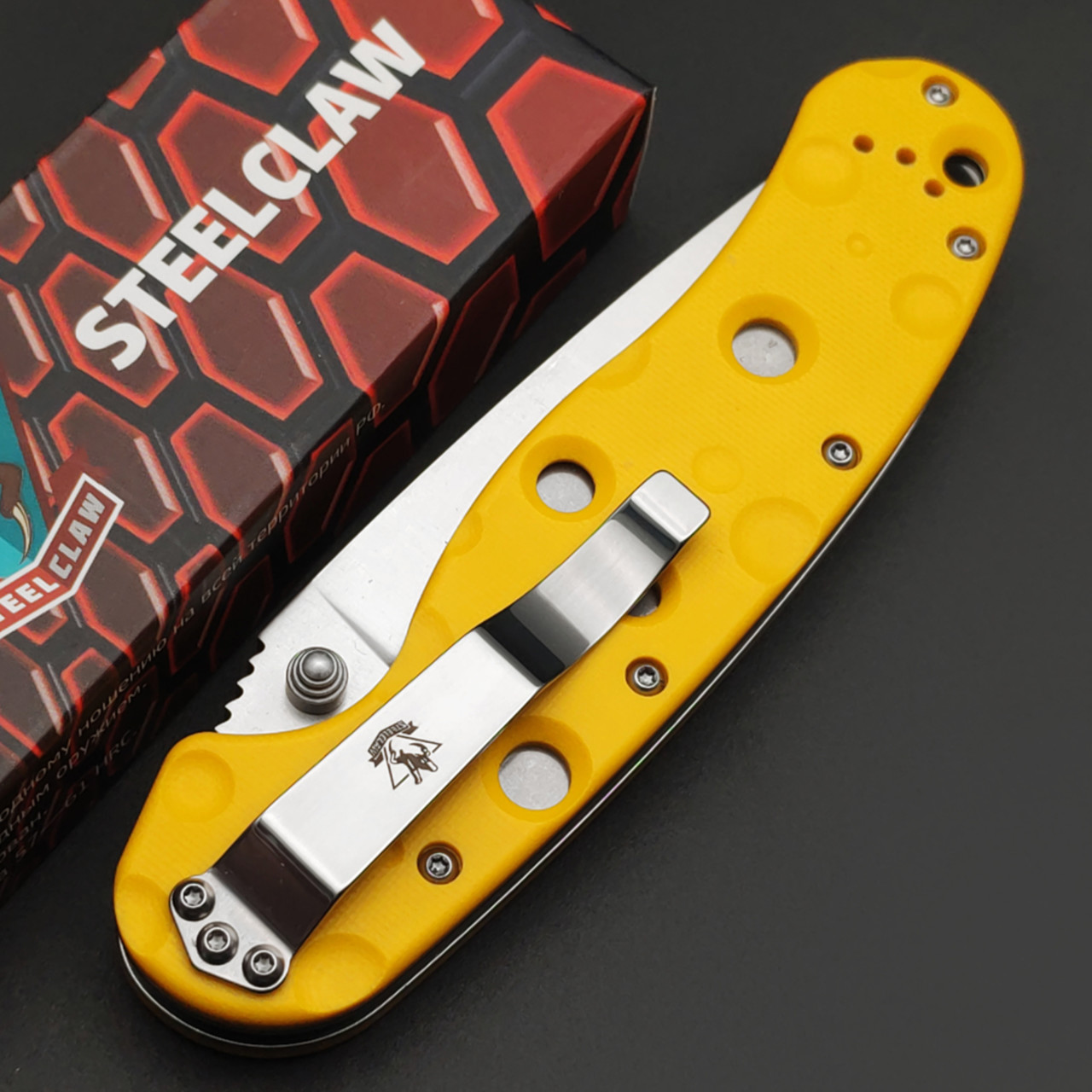 Steelclaw складной нож Сырная Крыса, сталь Aus-8 сатин, рукоять G10 жёлтый