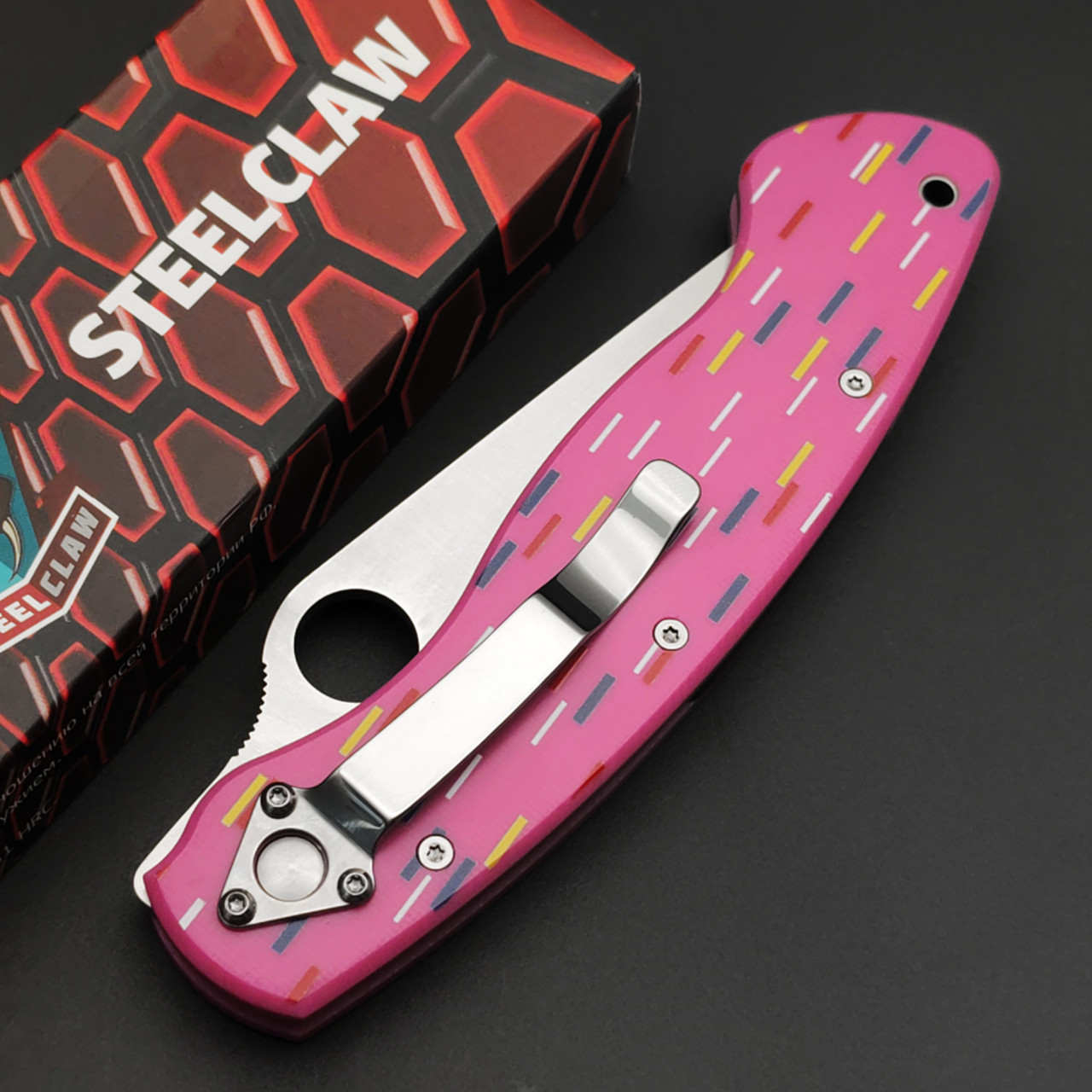 Steelclaw складной нож Боец-3 "Пончик" Лимитированный сталь VG-10 сатин, рукоять G10 розовый