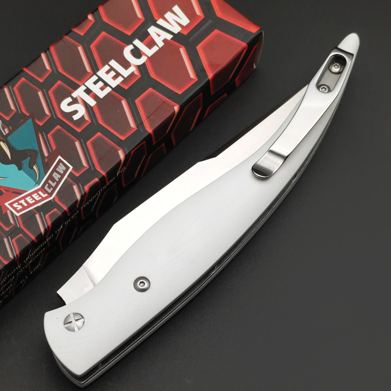 Steelclaw складной нож Наваха-04 Бык, сталь D2 сатин, рукоять G10 белый