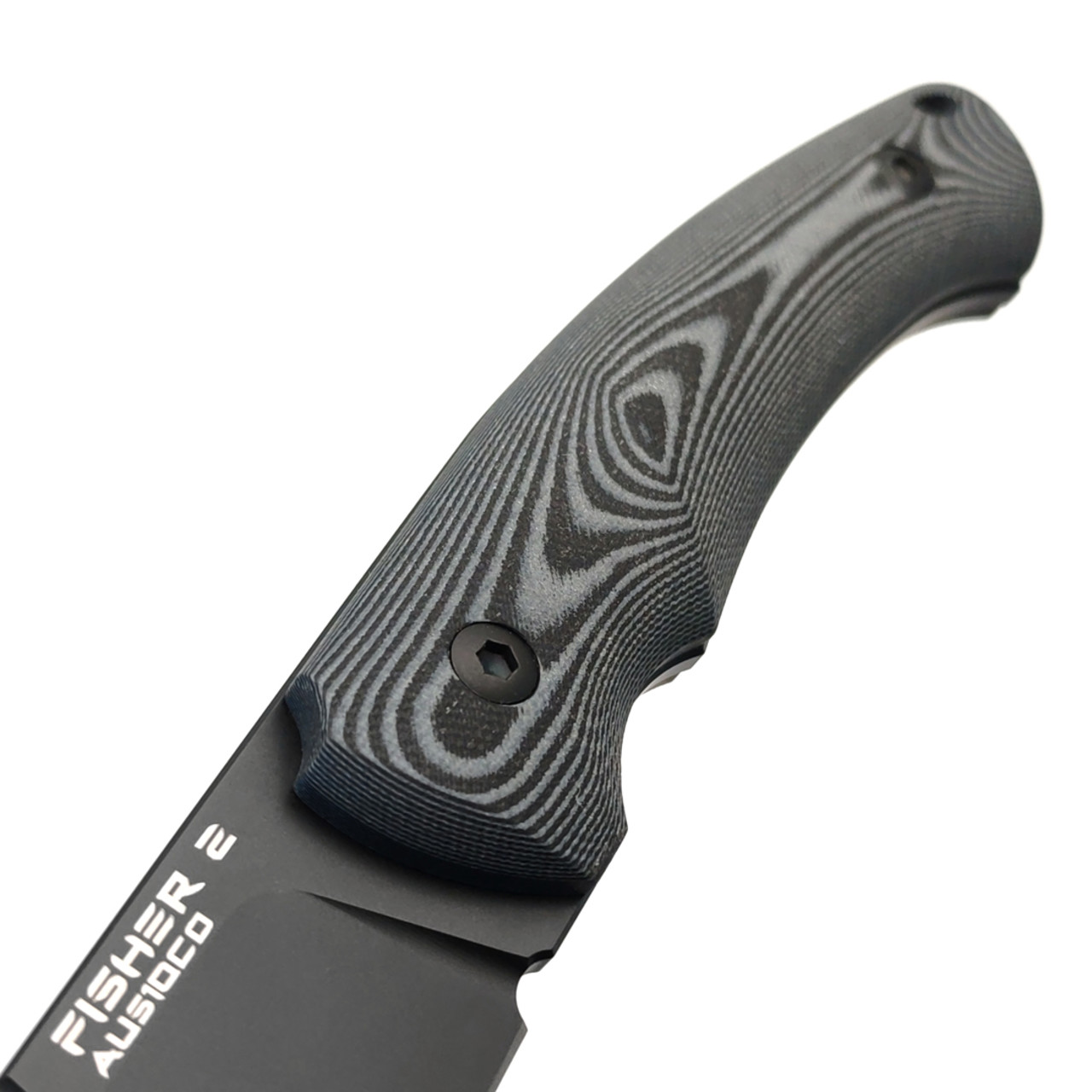 Eagle Knives нож Fisher 2 сталь Aus10Co блэквош, рукоять G10 чёрный с серым