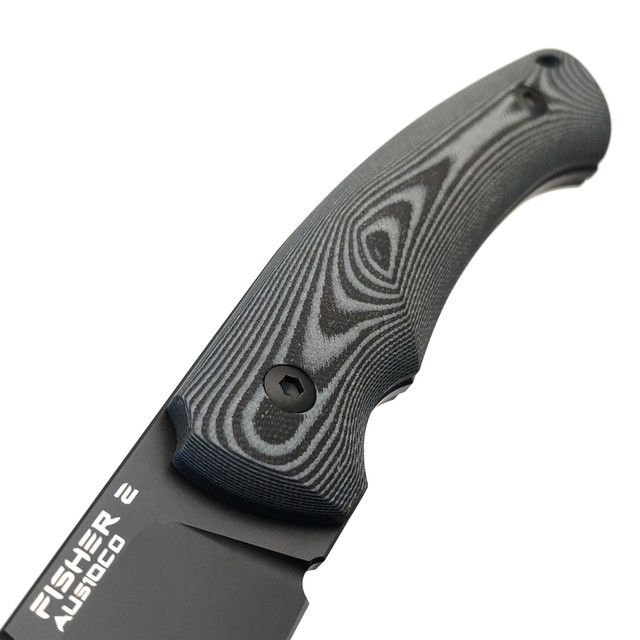 Eagle Knives нож Fisher 2 сталь Aus10Co блэквош, рукоять G10 чёрный с серым