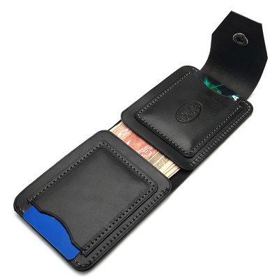 Кошелек с клапаном, 4 карты, 1 карман, натуральная кожа NK0301 черный