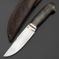 Мастерская Сёмина нож Соболь, сталь D2 бидбласт, рукоять Стаб. карельская берёза серая, мельхиор