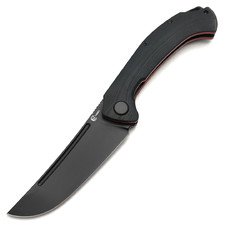 Мастерская Сёмина складной нож Узбекский средний, сталь N690 черный, рукоять G10 черный, чехол кожа