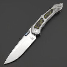 Alpha Miu складной нож Vigil YL2 сталь N690Co рукоять Титан TC4, карбон жёлтый, шпенёк электрик