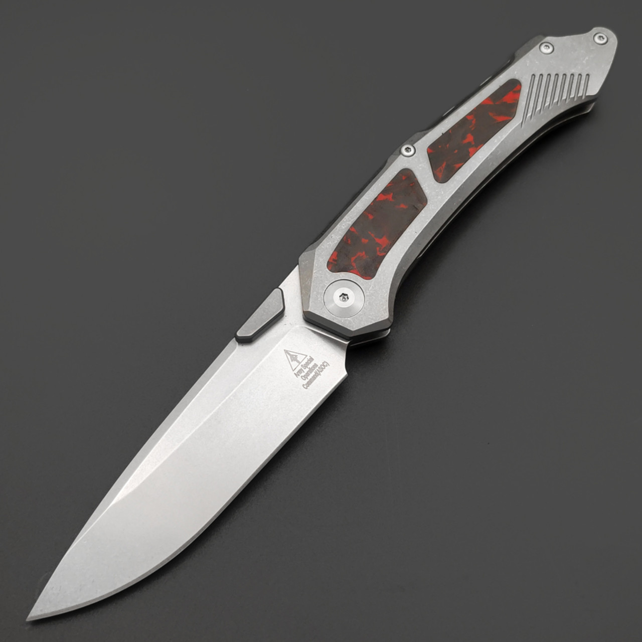 Alpha Miu складной нож Vigil RD2 сталь N690Co рукоять Титан TC4, карбон красный, шпенёк