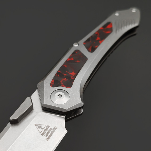 Alpha Miu складной нож Vigil RD2 сталь N690Co рукоять Титан TC4, карбон красный, шпенёк