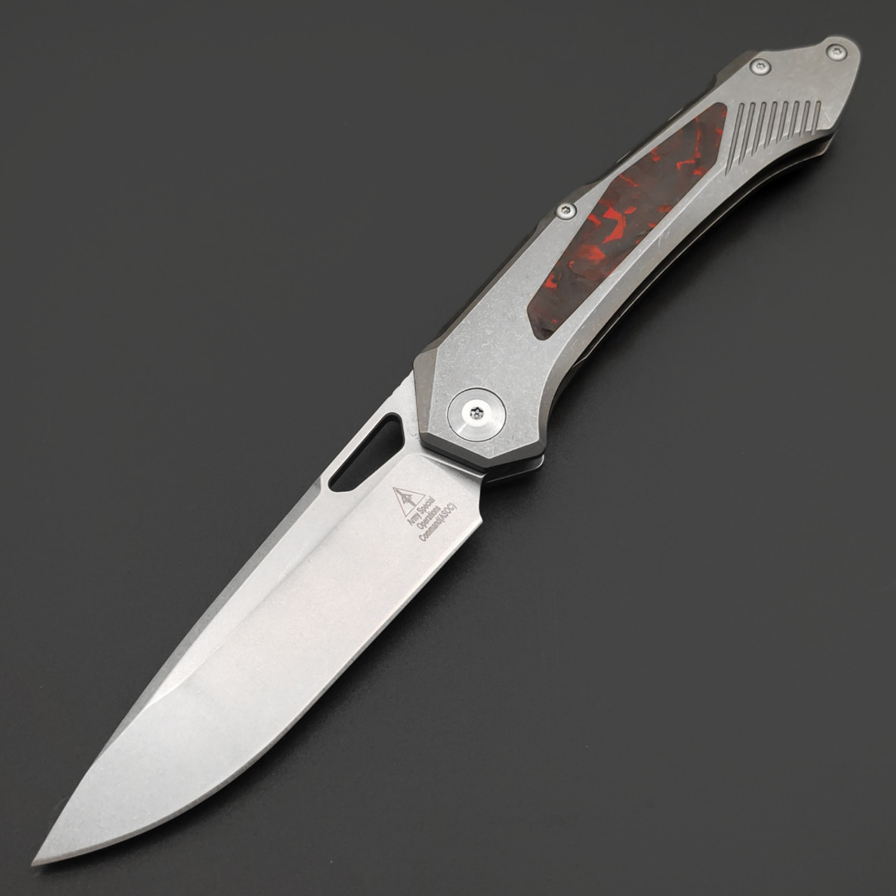 Alpha Miu складной нож Vigil RD1 сталь N690Co рукоять Титан TC4, карбон красный