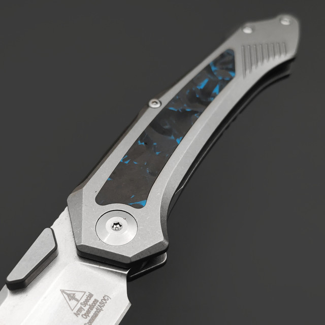 Alpha Miu складной нож Vigil BL1 сталь N690Co рукоять Титан TC4, карбон синий, шпенёк