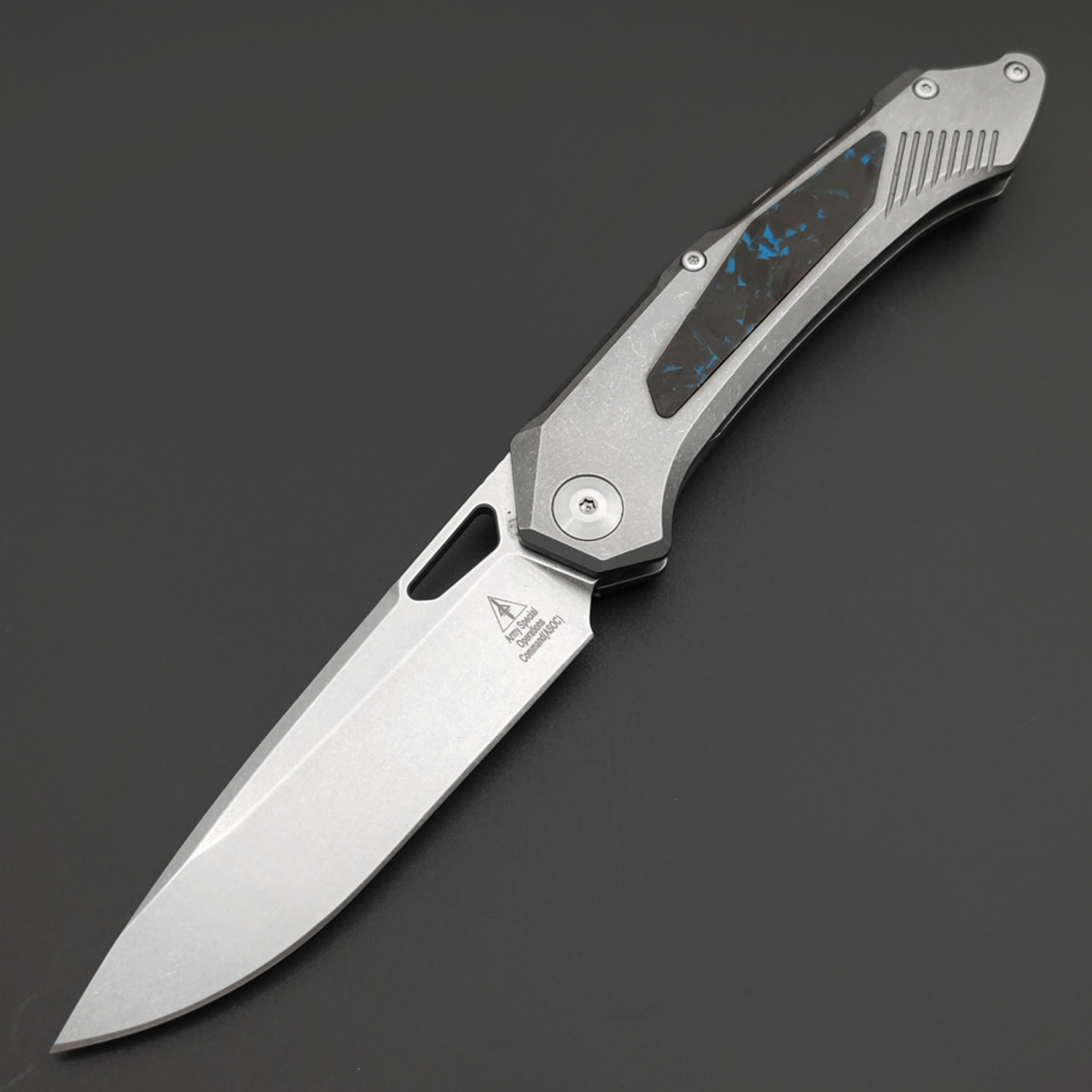 Alpha Miu складной нож Vigil BL1 сталь N690Co рукоять Титан TC4, карбон синий