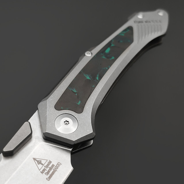 Alpha Miu складной нож Vigil GR1 сталь N690Co рукоять Титан TC4, карбон зелёный, шпенёк