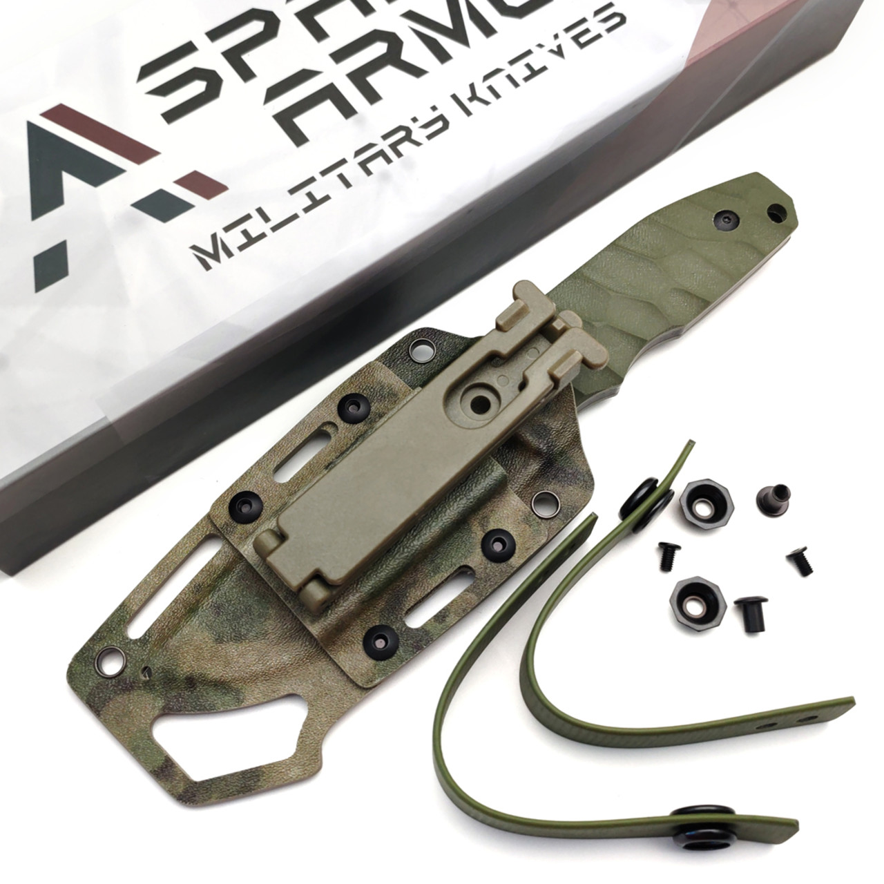 Spartan Armor нож Zeus сталь VG-10 блэквош, рукоять G10 олива, кайдекс мох