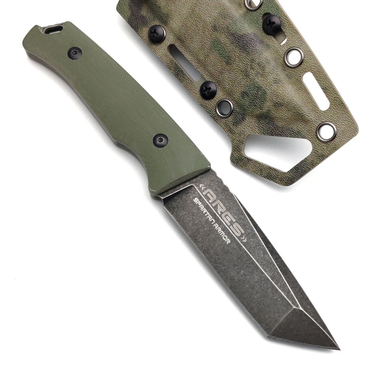 Spartan Armor нож Ares сталь VG-10 блэквош, рукоять G10 олива, кайдекс мох