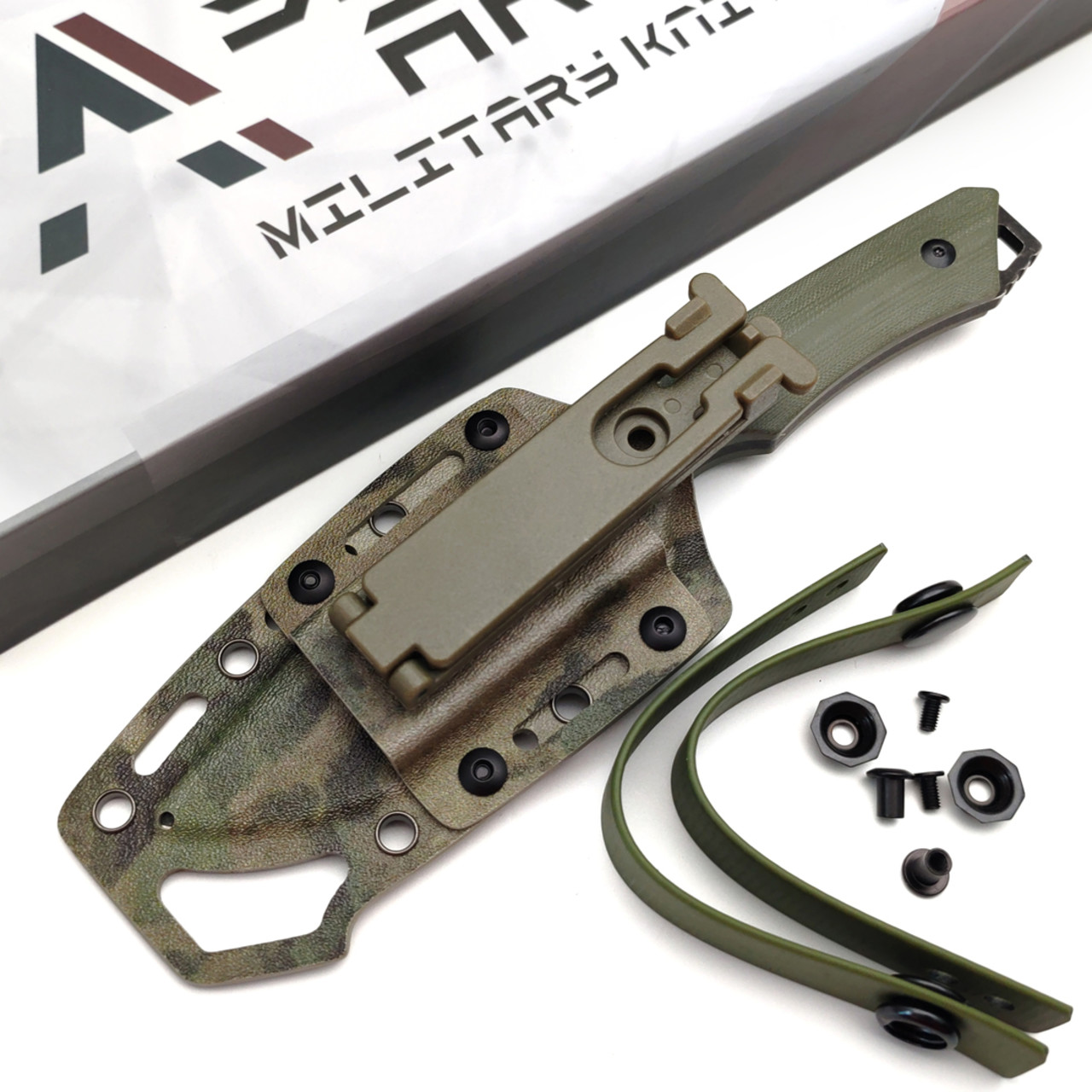 Spartan Armor нож Aides сталь VG-10 блэквош, рукоять G10 олива, кайдекс мох
