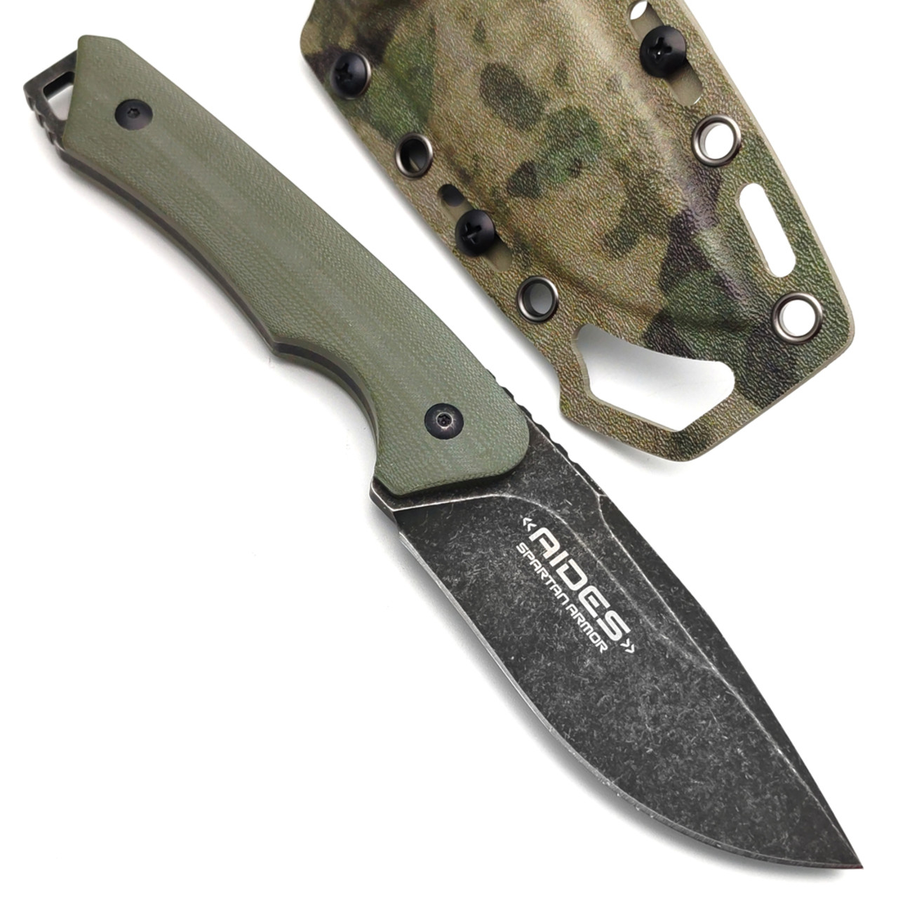 Spartan Armor нож Aides сталь VG-10 блэквош, рукоять G10 олива, кайдекс мох