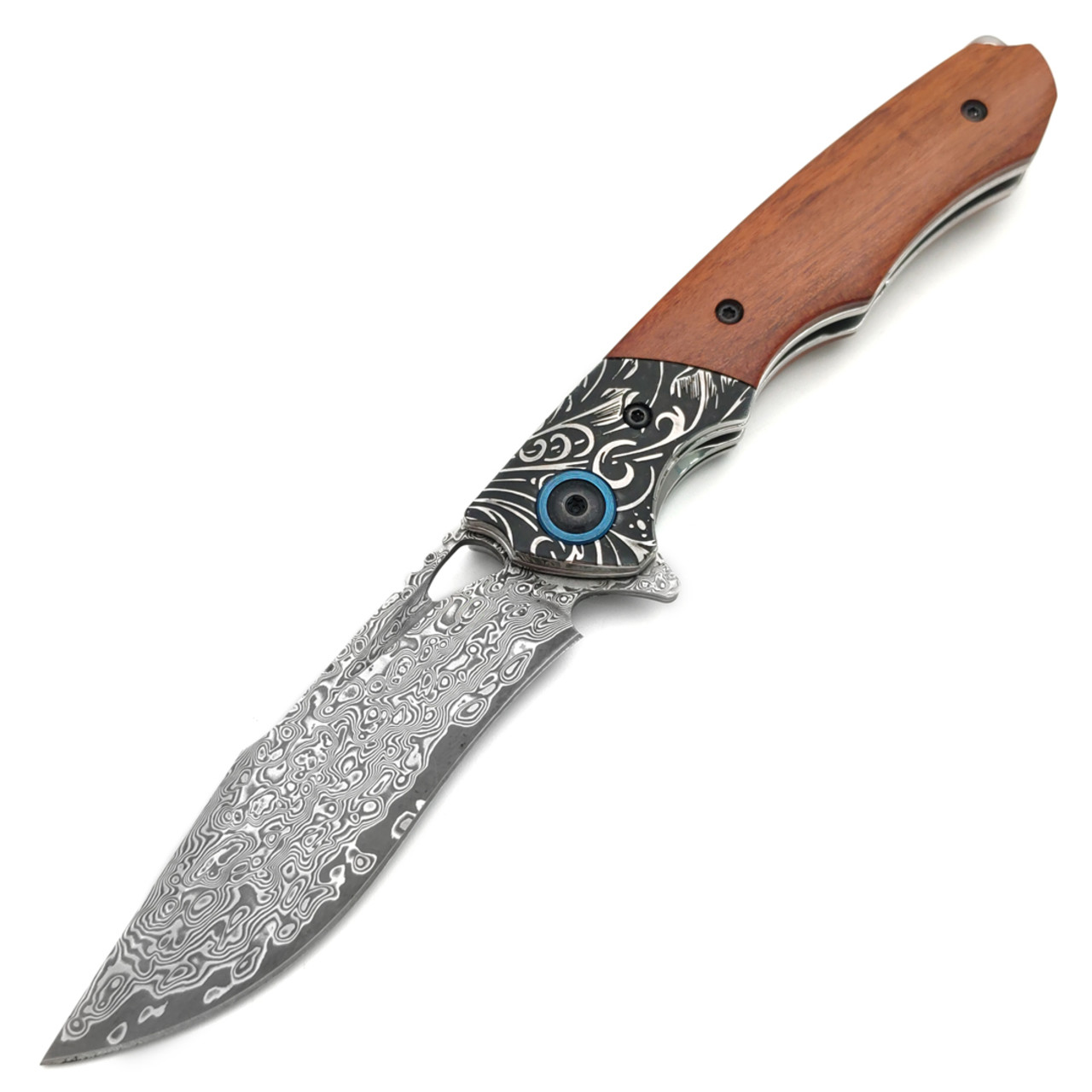 Alpha Miu складной нож AM006 сталь Дамаск, рукоять Дерево, сталь