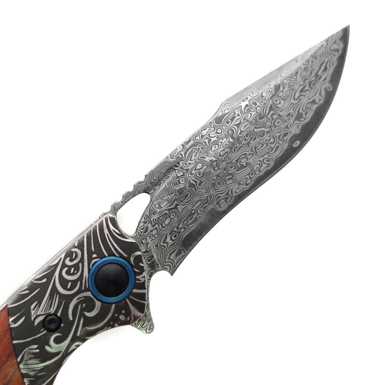 Alpha Miu складной нож AM006 сталь Дамаск, рукоять Дерево, сталь