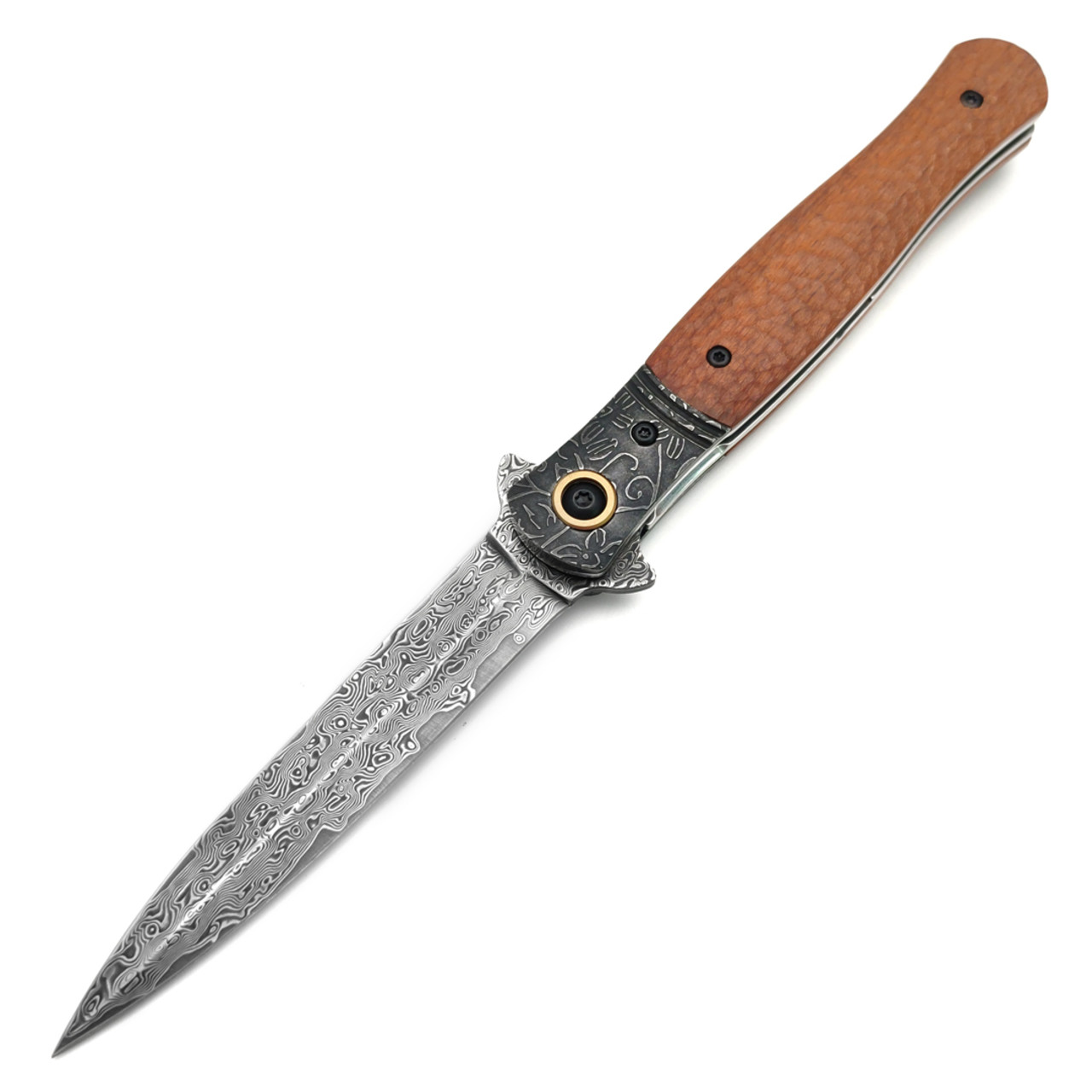 Alpha Miu складной нож AM007 сталь Дамаск, рукоять Дерево, сталь