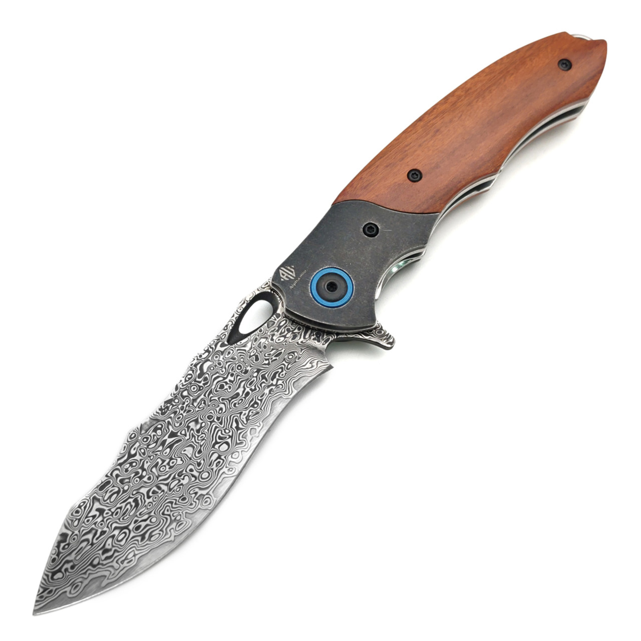 Alpha Miu складной нож AM005 сталь Дамаск, рукоять Дерево, сталь