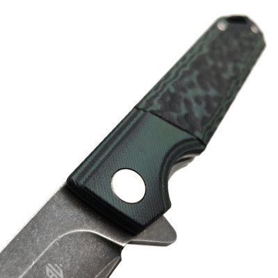 Alpha Miu складной нож D002 сталь Ламинат DPS-15S блэквош, рукоять G10 чёрный и тёмно-зелёный