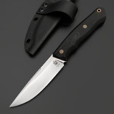 Град Горький нож Коготь сталь Elmax бидбласт, рукоять G10 черный с красным