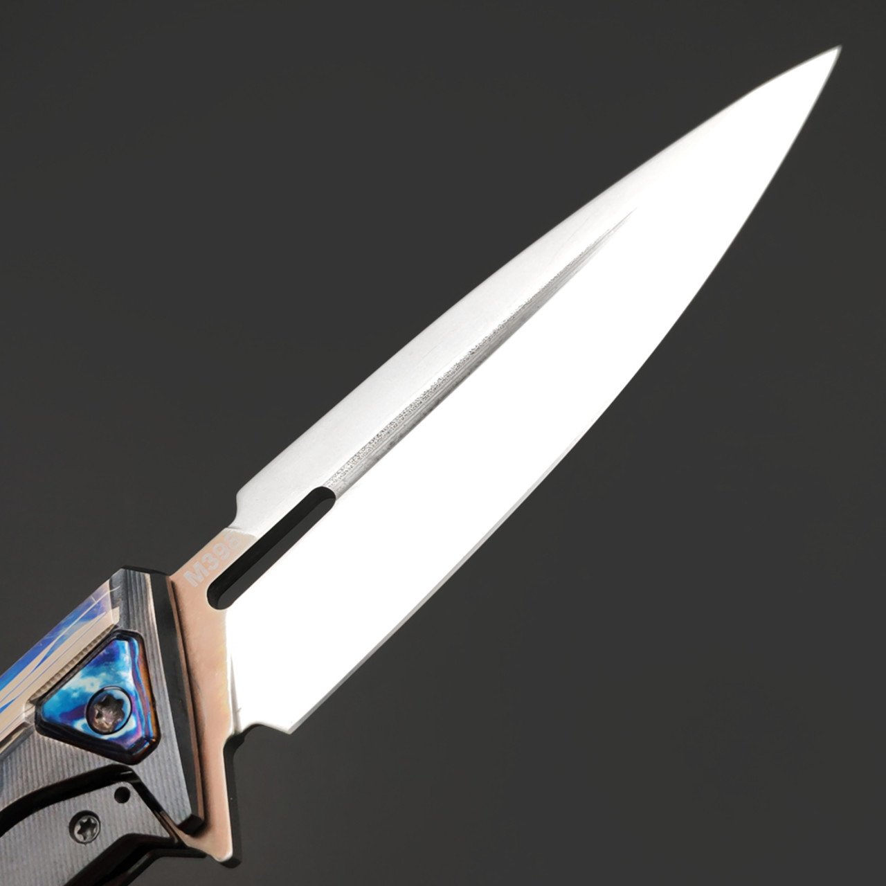 Нейрис складной нож Синтет G3 сталь M398 полировка, рукоять Титан, тимаскус