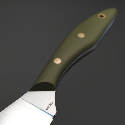 Золотое Сечение нож Канадский №1, сталь Aus-10Co сатин, рукоять G10 олива, латунь